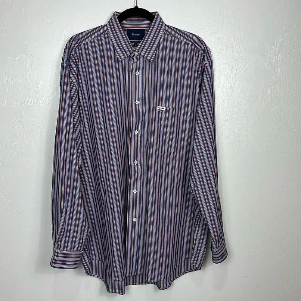 Faconnable Multicolor Stripes Cotton Long Sleeve Button Down Shirt Size XL